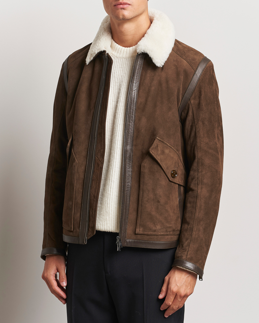 Homme | Jassen | BOSS BLACK | Montel Suede Searling Bomber Jacket Brown