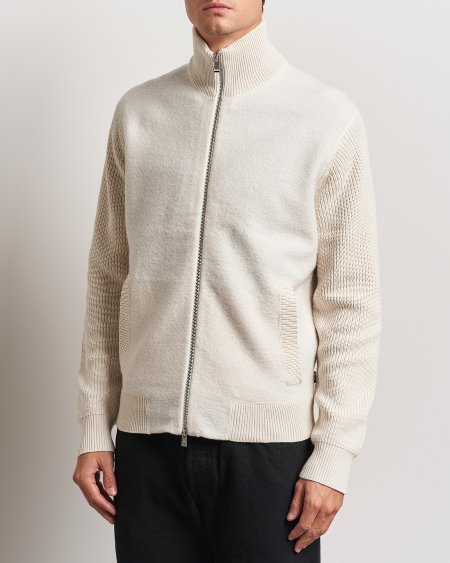 Homme |  | BOSS BLACK | Emeraviglio Wool/Cotton Full Zip Open White