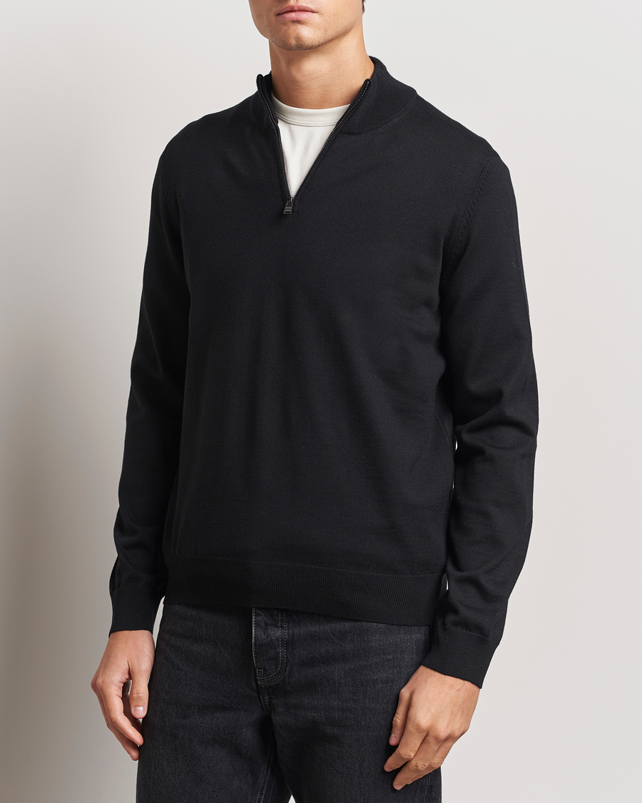 Homme |  | BOSS BLACK | Ebenji Merino Knitted Half Zip Black