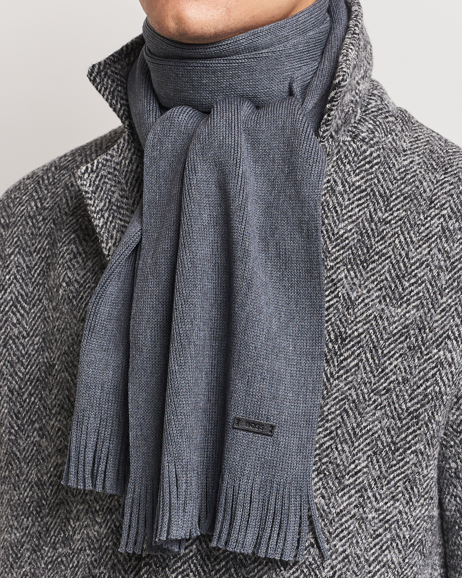 Homme |  | BOSS BLACK | Albas Wool Scarf Medium Grey