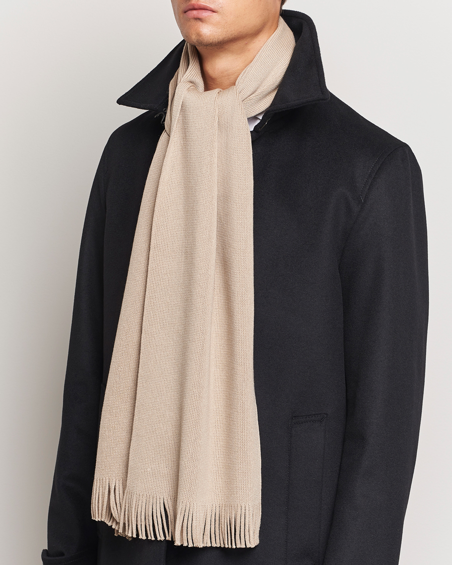 Homme |  | BOSS BLACK | Albas Wool Scarf Light Beige