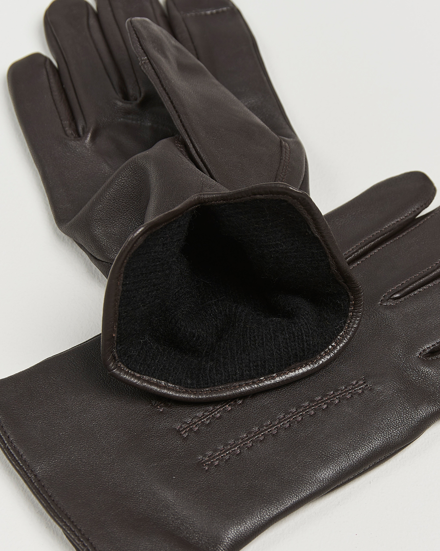 Homme |  | BOSS BLACK | Hainz Leather Gloves Dark Brown