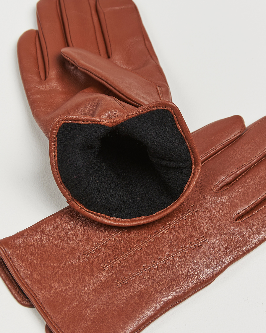 Homme |  | BOSS BLACK | Hainz Leather Gloves Medium Brown