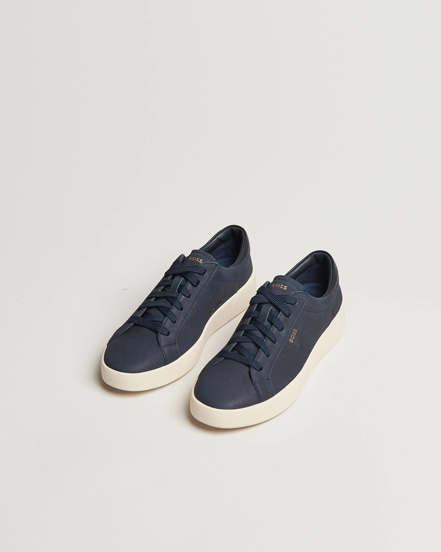 Homme |  | BOSS BLACK | Belwar Leather Sneaker Dark Blue