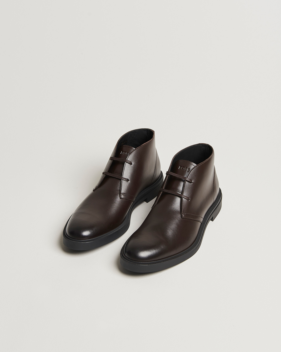 Homme |  | BOSS BLACK | Calev Leather Chukka Boot Dark Brown