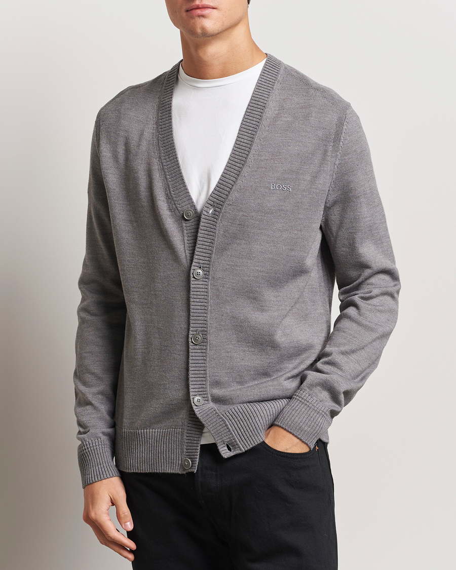 Homme |  | BOSS ORANGE | Avac Wool Knitted Cardigan Light Grey