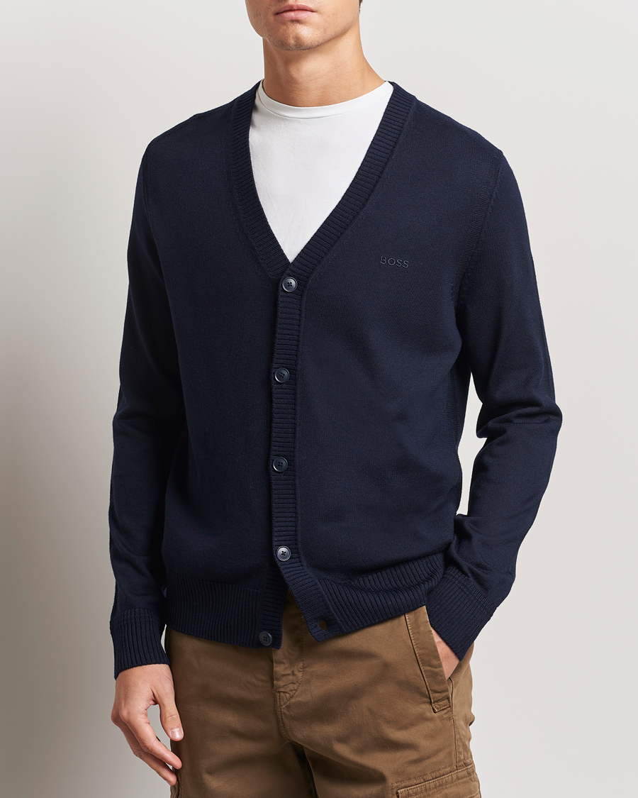 Homme |  | BOSS ORANGE | Avac Wool Knitted Cardigan Dark Blue