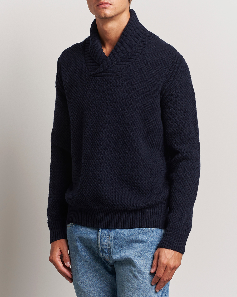 Homme | Vêtements | BOSS ORANGE | Amadon Knitted Shawl Collar Sweater Dark Blue