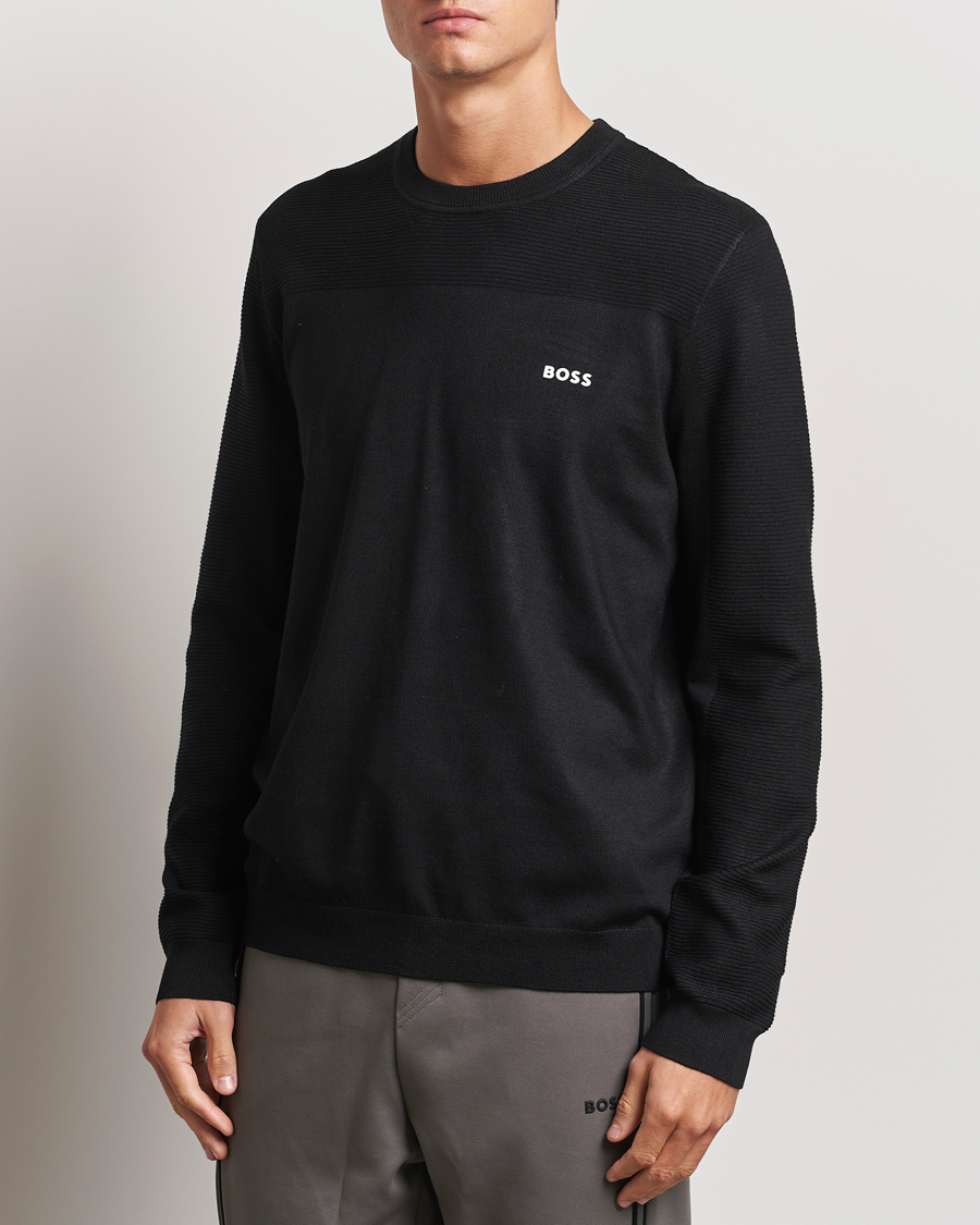 Homme |  | BOSS GREEN | Momentum Knitted Crew Neck Black