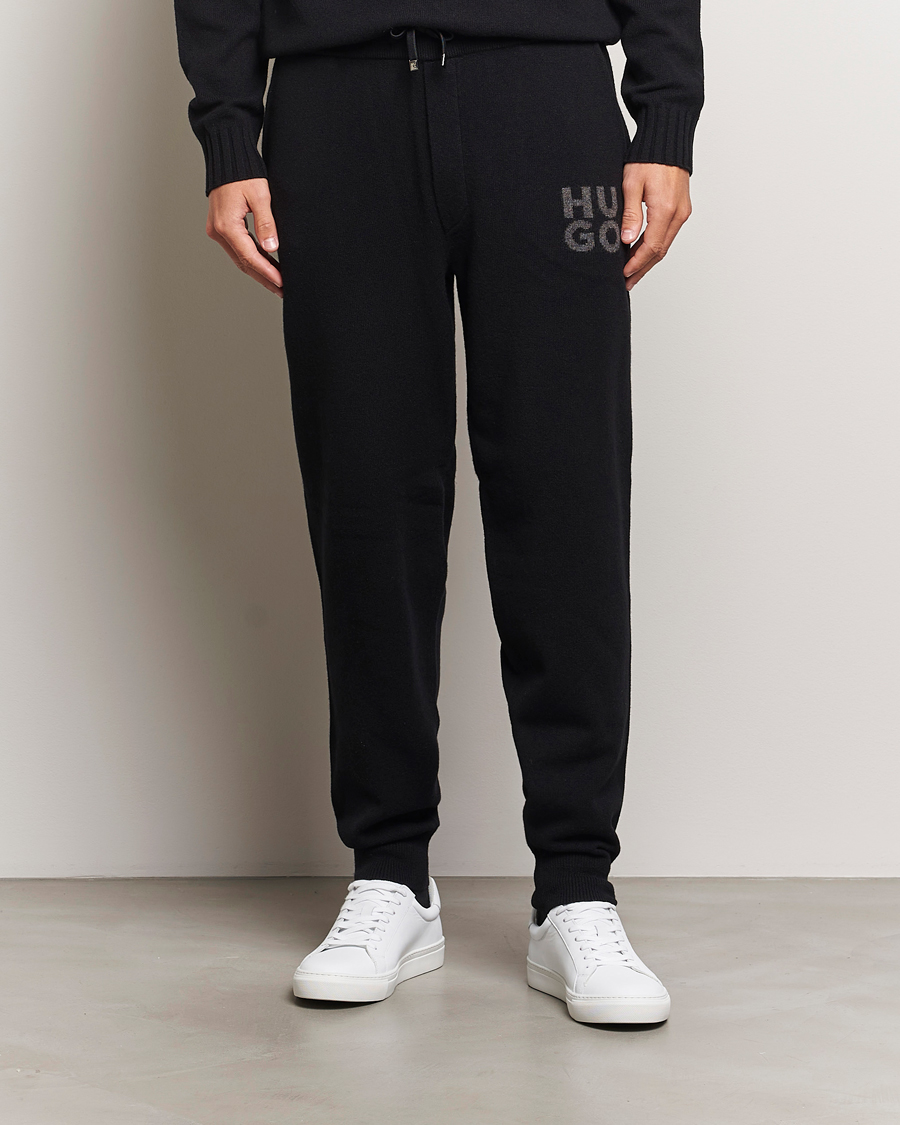 Homme |  | HUGO | San Steero Wool Knitted Joggers Black