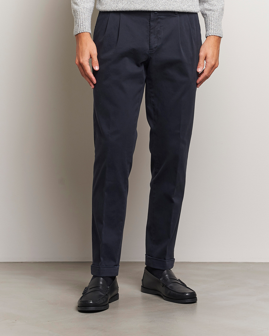 Homme |  | Briglia 1949 | Easy Fit Pleated Cotton Stretch Chino Navy