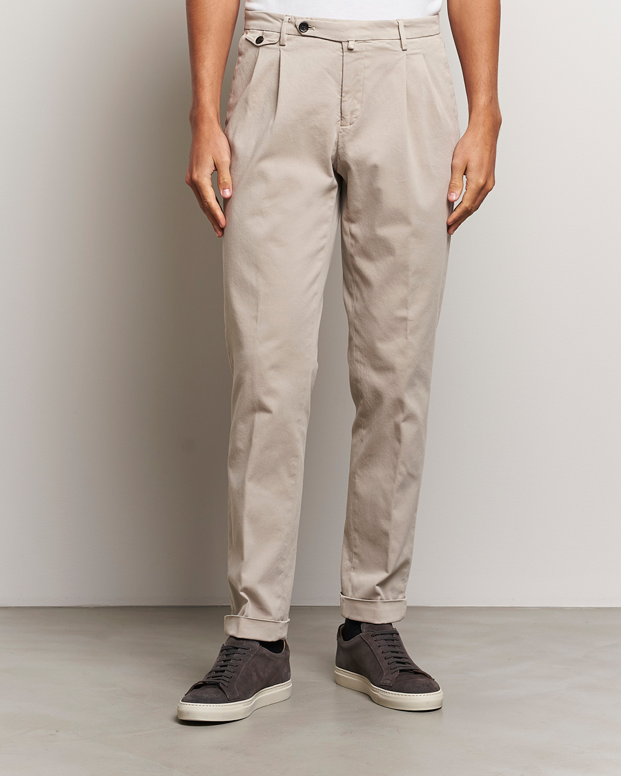 Homme |  | Briglia 1949 | Easy Fit Pleated Cotton Stretch Chino Beige