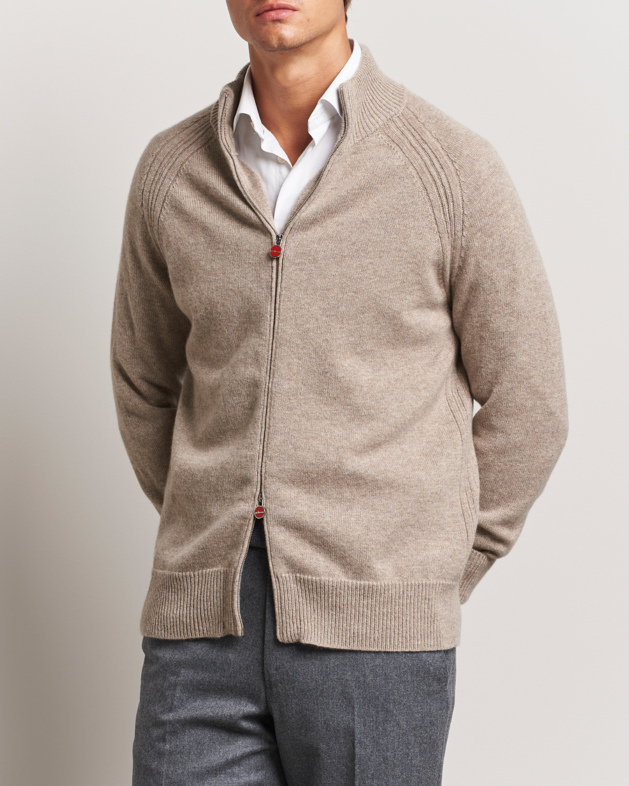 Homme |  | Kiton | Cashmere Raglan Full Zip Beige