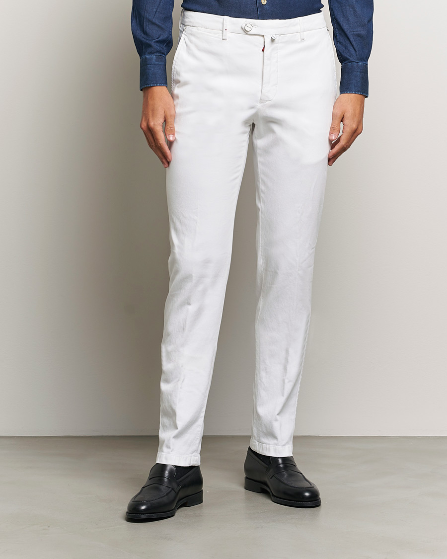 Homme |  | Kiton | Cotton Stretch Trousers Optic White