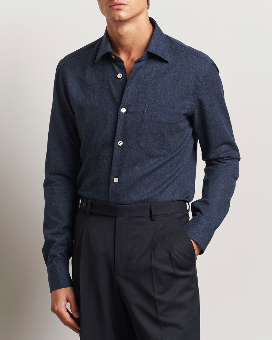 Homme | Chemises En Flanelle | Kiton | Soft Flannel Sport Shirt Navy