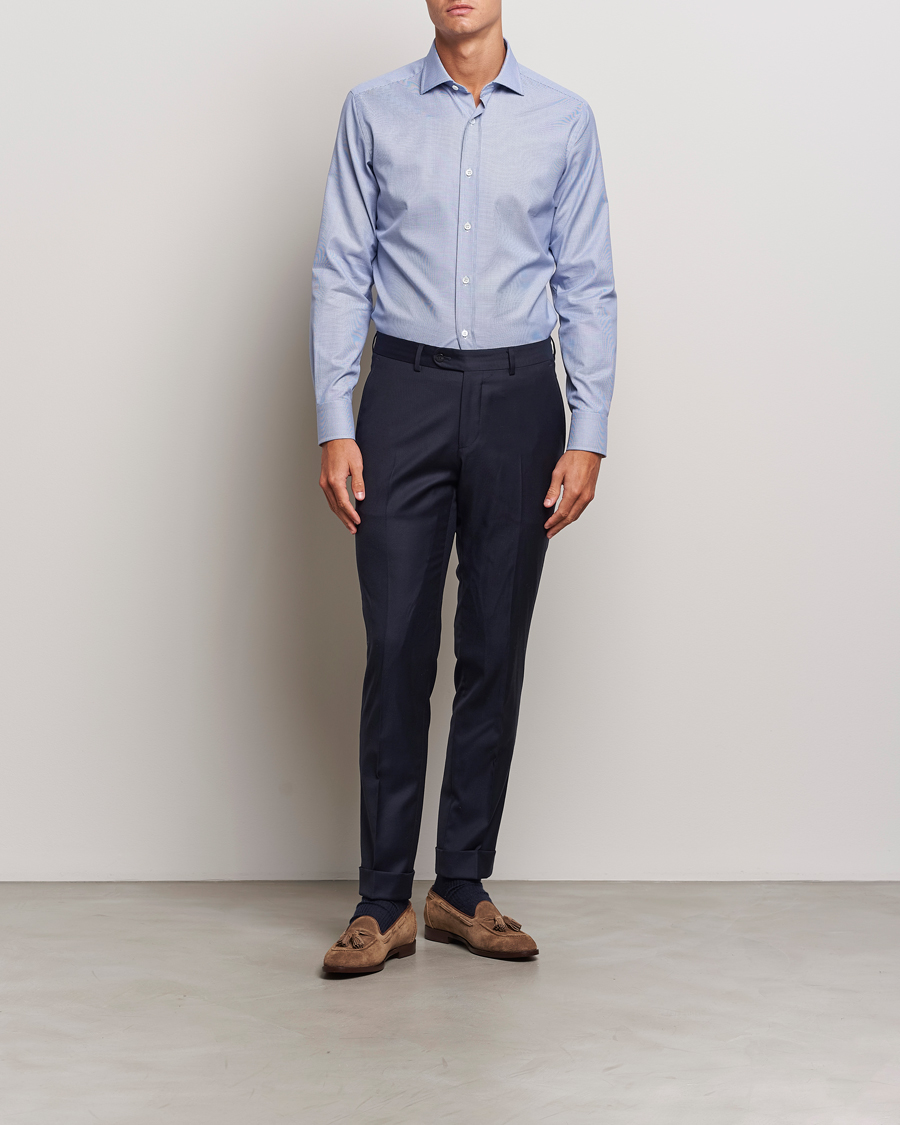 Homme |  | Brioni | Slim Fit Micro Structure Dress Shirt Light Blue