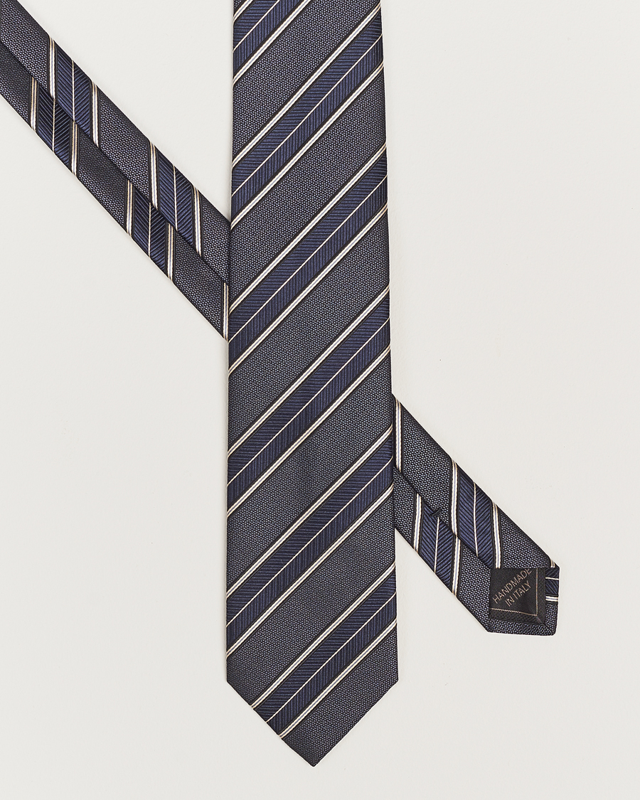 Homme |  | Brioni | Regimental Stripe Silk Tie Navy