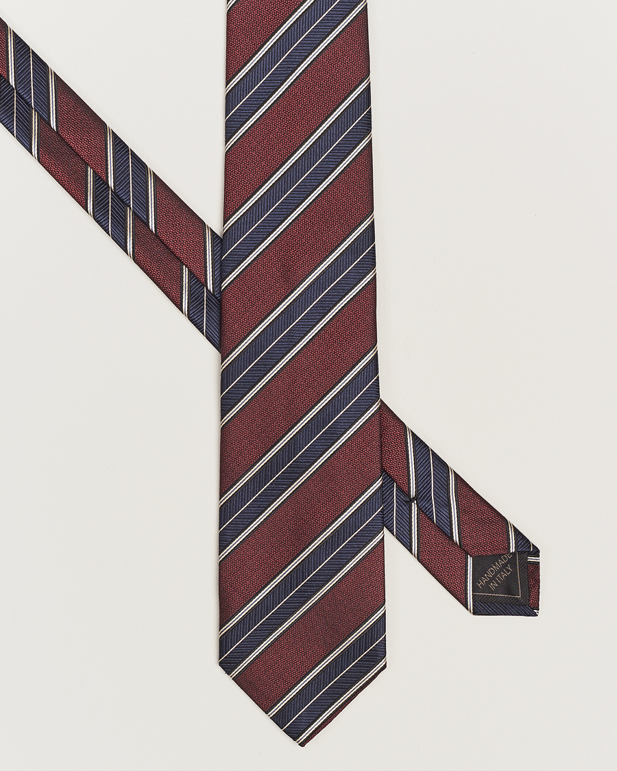 Homme |  | Brioni | Regimental Stripe Silk Tie Burgundy