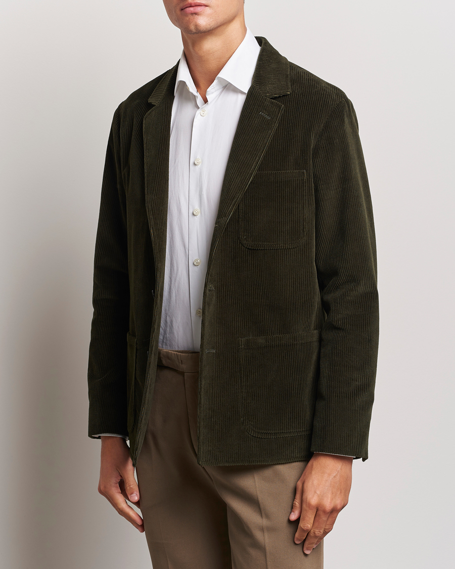 Homme | Blazers | Boglioli | Wale Corduroy Painter Jacket Dark Green