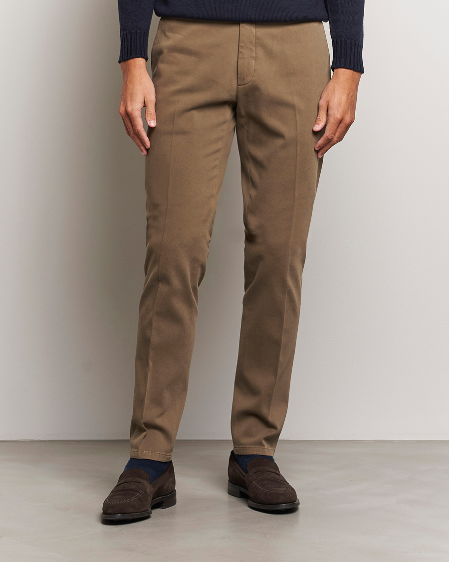 Homme | Chinos | Boglioli | Cotton Twill Trousers Brown