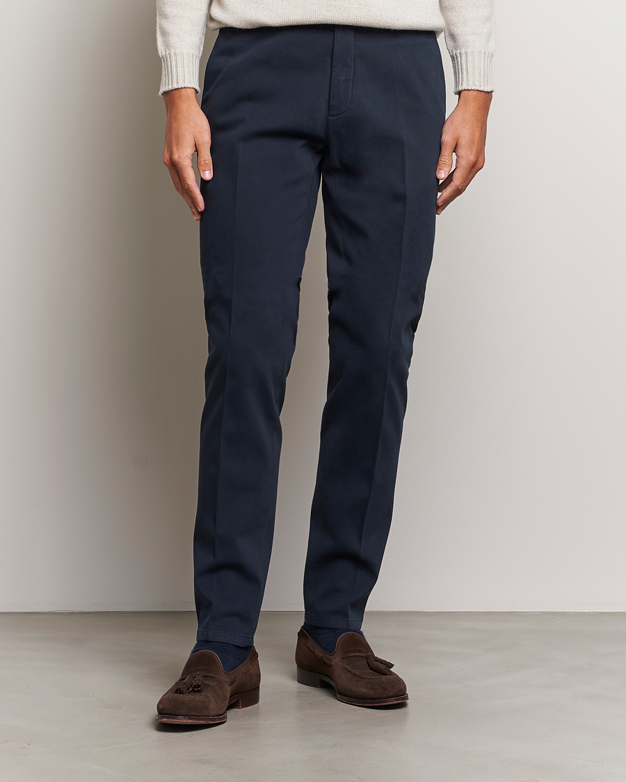 Homme | Chinos | Boglioli | Cotton Twill Trousers Navy