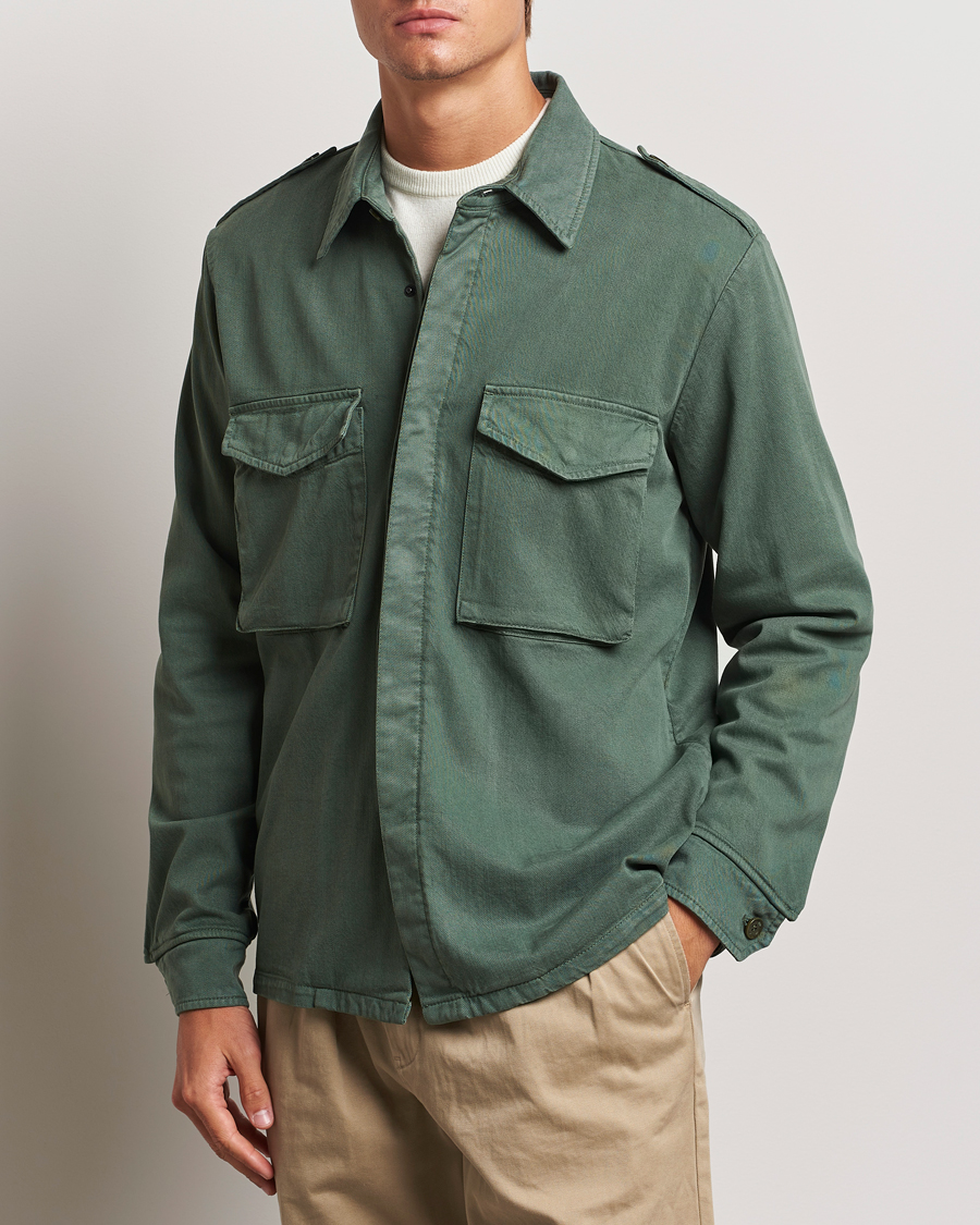 Homme |  | Aspesi | Twill Cotton Shirt Jacket Green