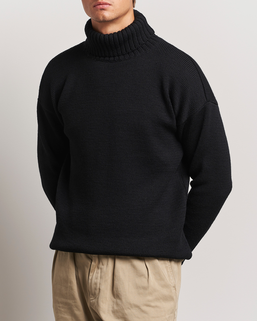 Homme |  | Gloverall | Submariner Chunky Wool Roll Neck Black