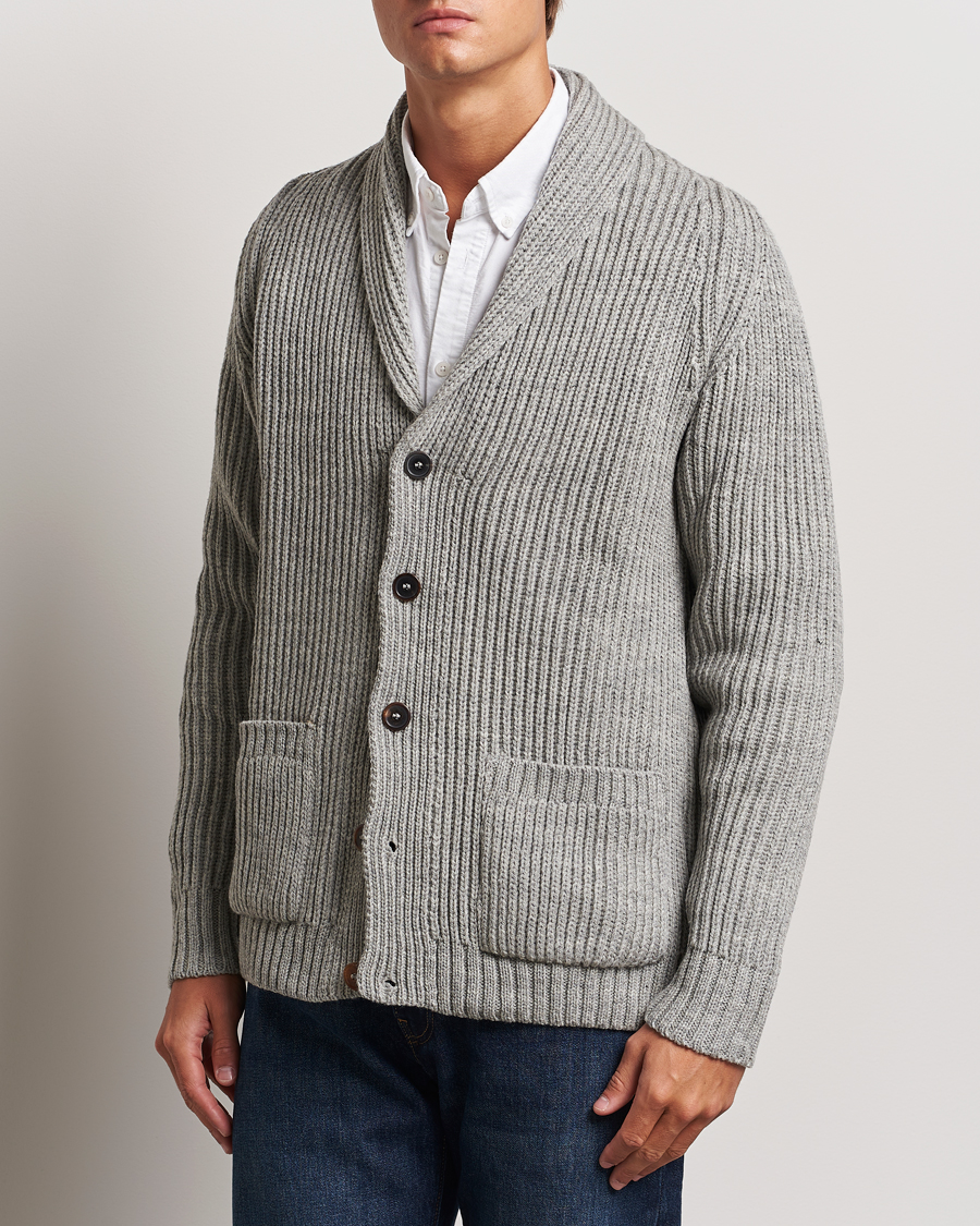 Homme |  | Gloverall | Shawl Collar Cardigan Light Grey