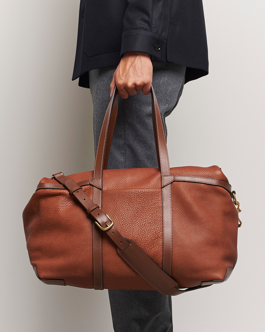 Homme |  | Mismo | Tour Pebbled Leather Weekendbag Tabac/Cuoio