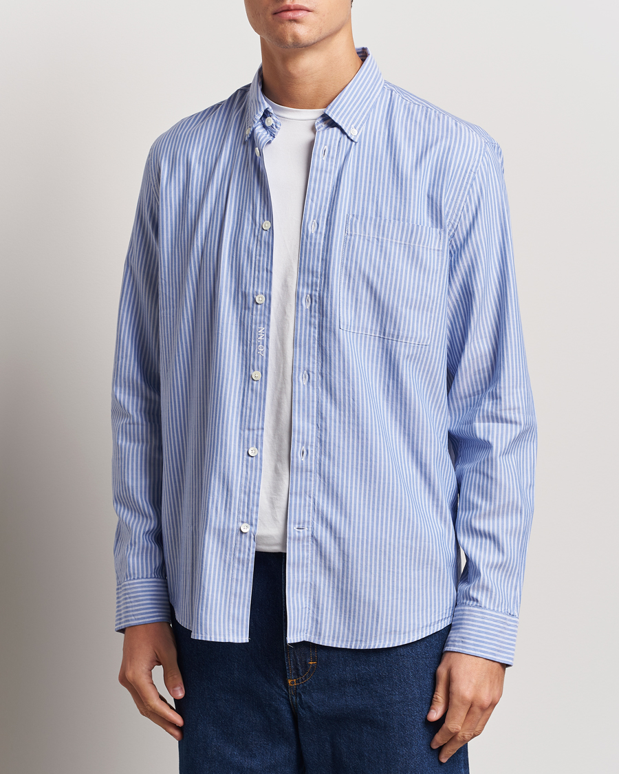 Homme |  | NN07 | Arne Tencel Striped Shirt Blue/White