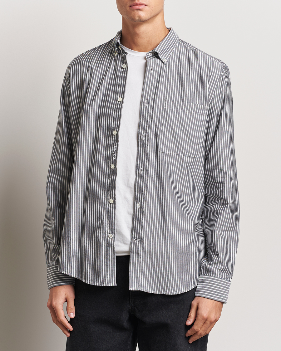 Homme |  | NN07 | Arne Tencel Striped Shirt Black/White