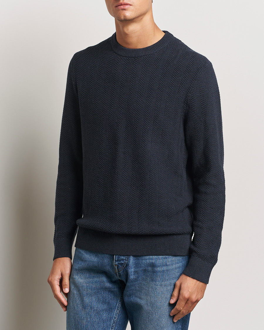 Homme |  | NN07 | Pete Cotton Knitted Crew Neck Navy Melange