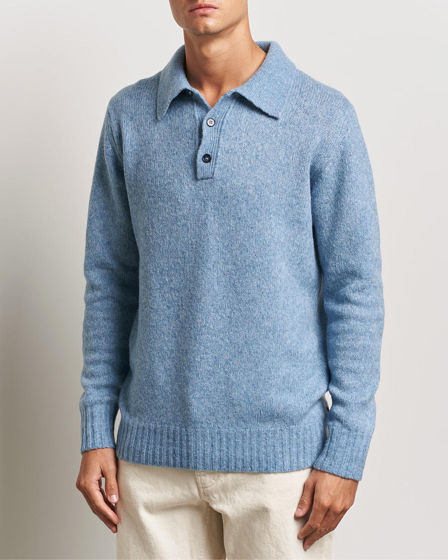 Homme |  | NN07 | Lee Brushed Wool Polo Tink Blue