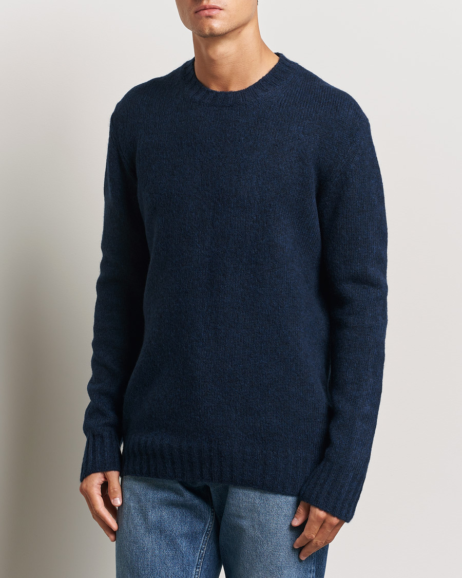 Homme |  | NN07 | Lee Brushed Wool Crew Neck Navy Blue