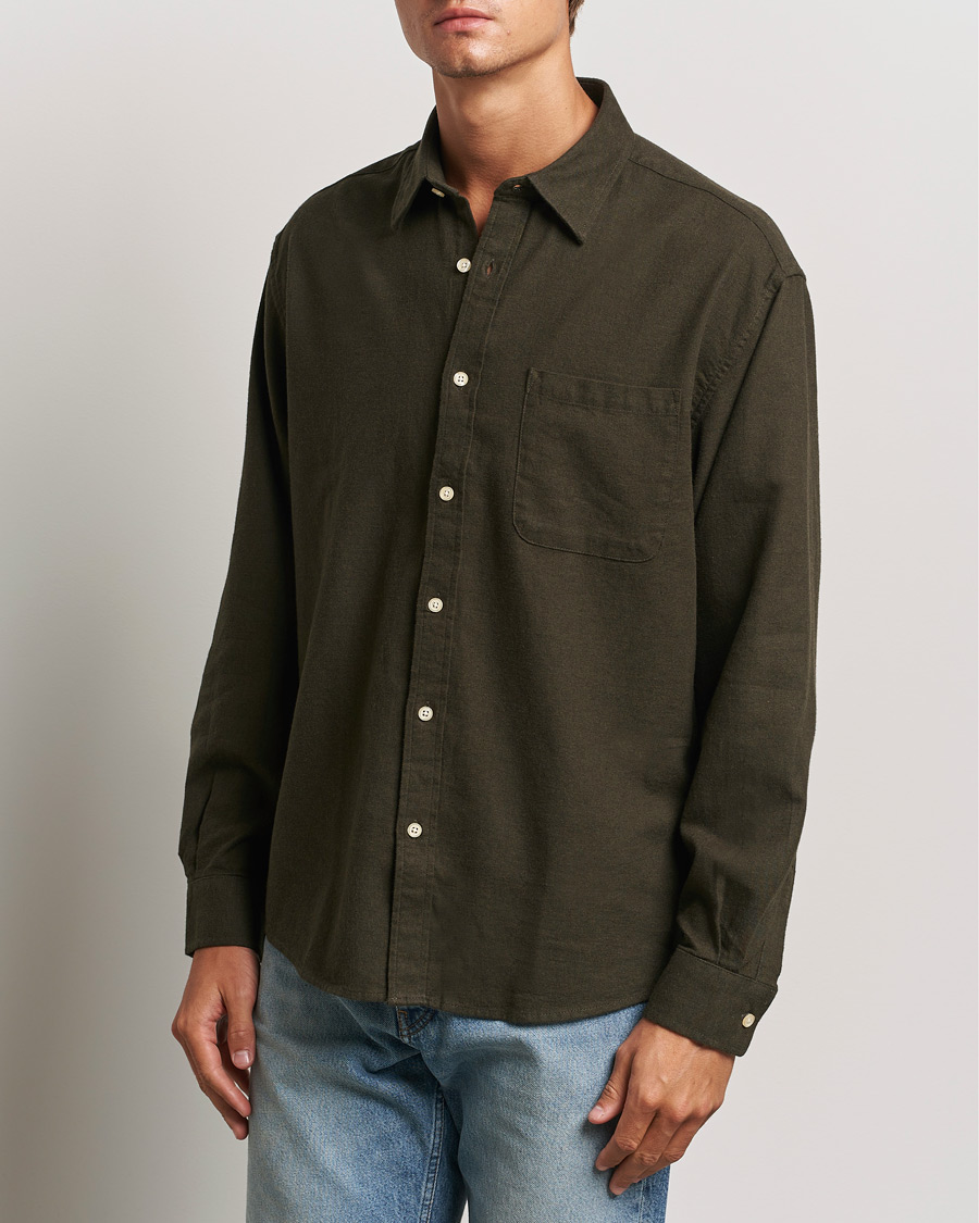 Homme |  | NN07 | Deon Flannel Shirt Dark Army