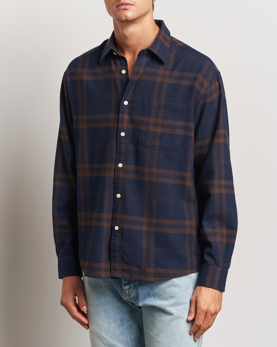 Homme | Business & Beyond - Casual | NN07 | Deon Flannel Shirt Blue/Brown