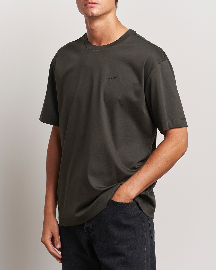 Homme |  | NN07 | Nat Logo Mercerized Crew Neck T-Shirt Dark Army