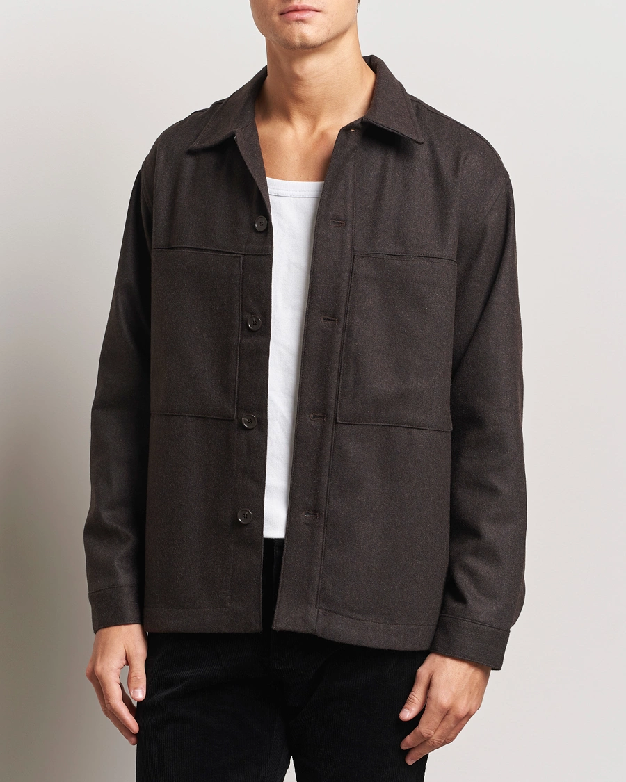 Homme |  | NN07 | Isak Wool Overshirt Dark Brown