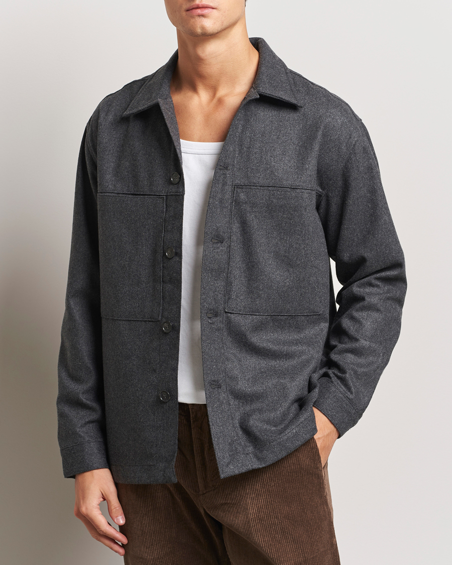 Homme |  | NN07 | Isak Wool Overshirt Grey Melange