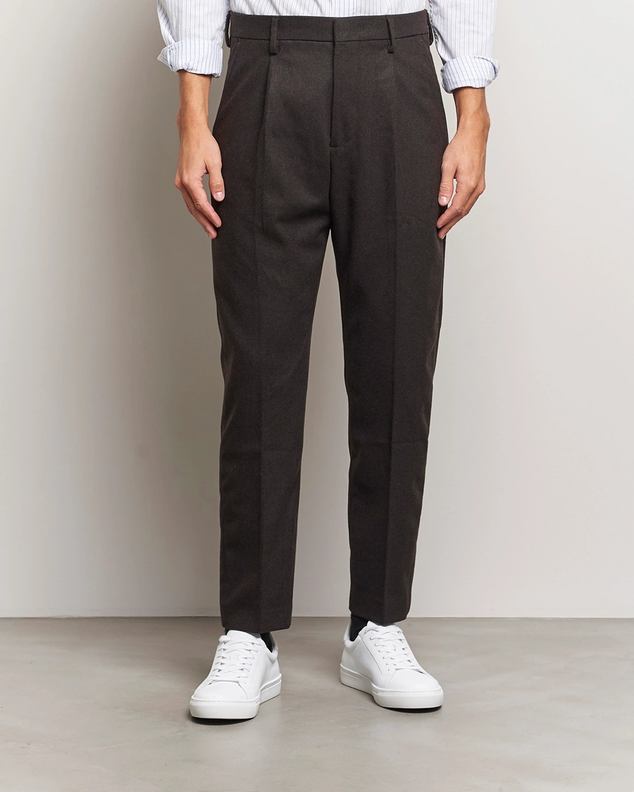 Homme |  | NN07 | Bill Wool Pleated Trousers Dark Brown