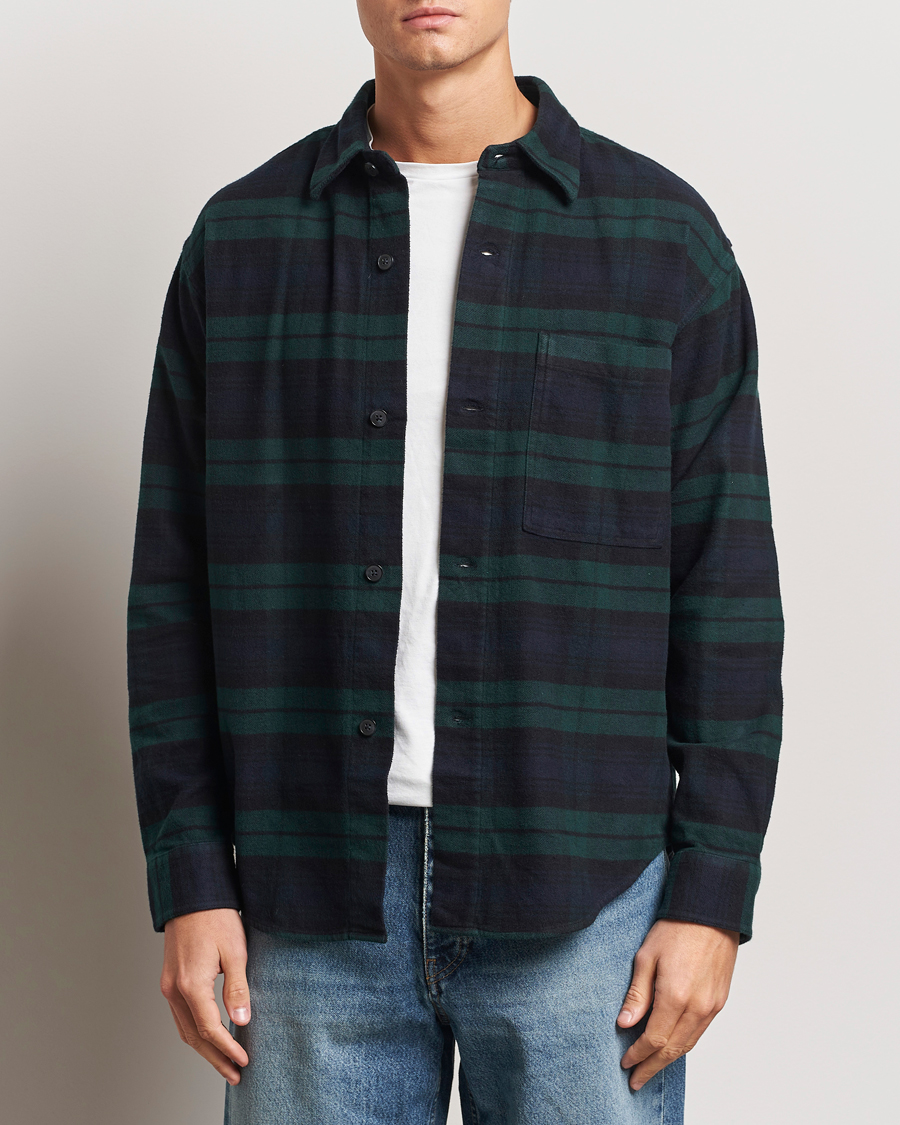 Homme |  | NN07 | Adwin Checked Flannel Overshirt Green/Blue