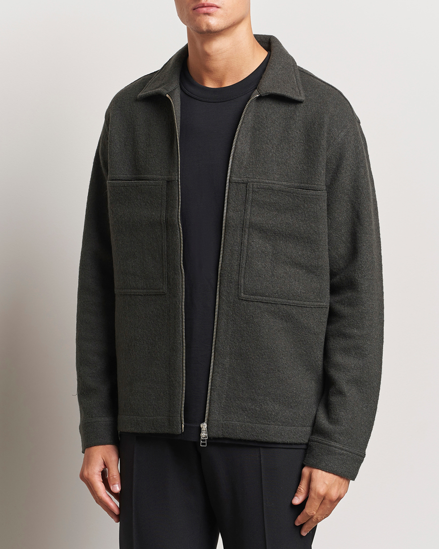 Homme | Business & Beyond - Casual | NN07 | Isak Boiled Wool Full Zip Dark Army