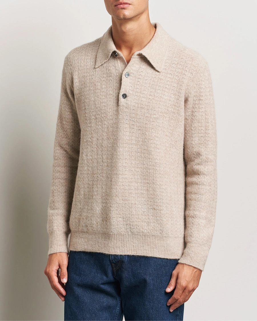 Homme |  | NN07 | Alfie Alpaca Knitted Polo Greige