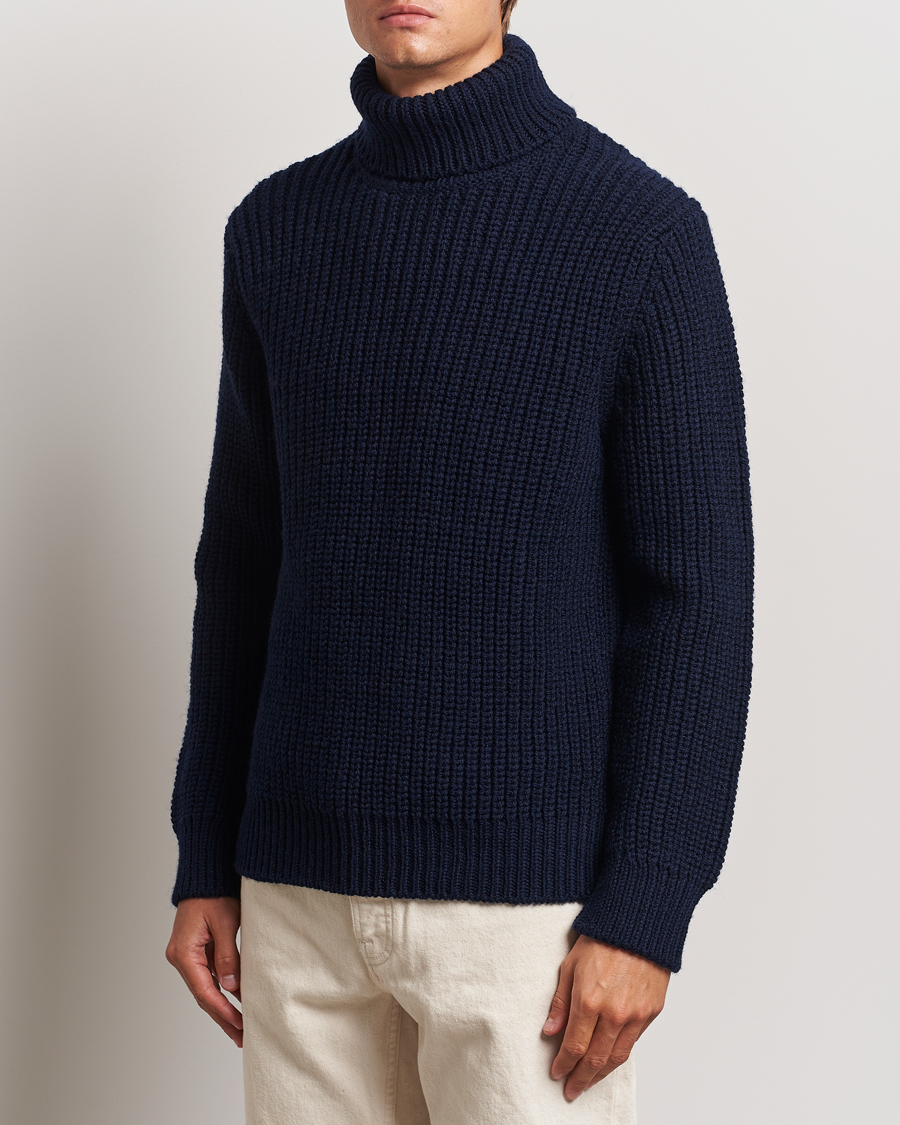 Homme | Business & Beyond - Casual | Nudie Jeans | August Chunky Wool Knitted Rollneck Navy