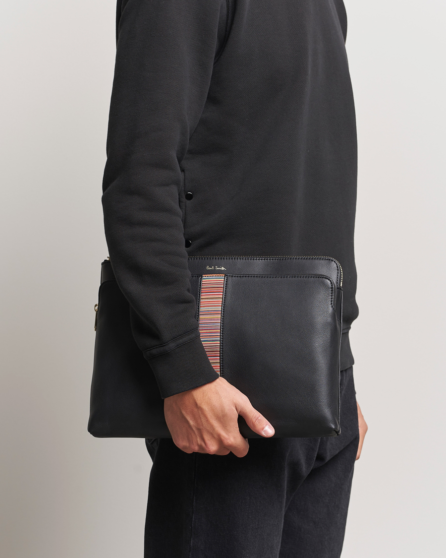 Homme |  | Paul Smith | Leather Stripe Document Case Black