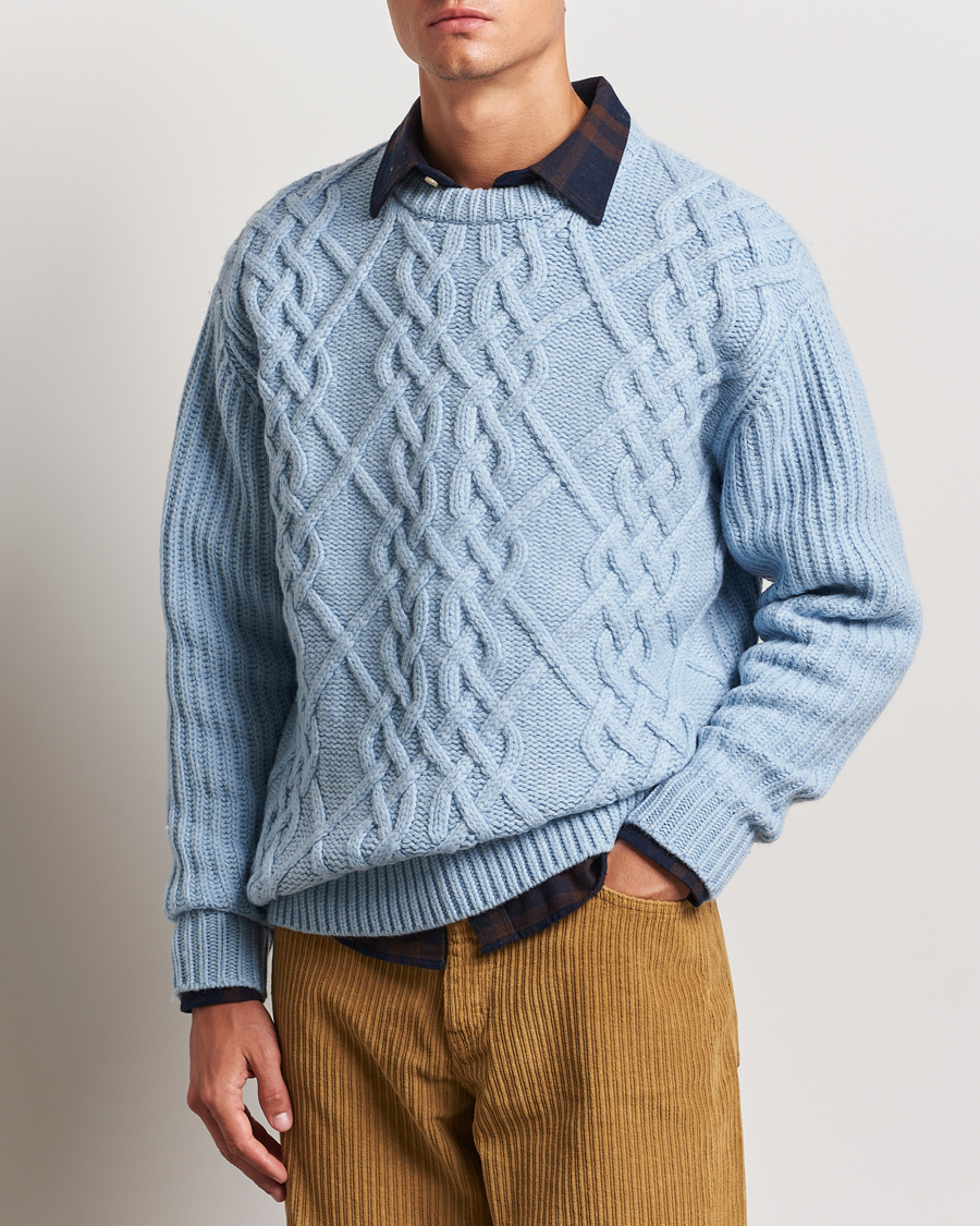 Homme |  | Drôle de Monsieur | Heavy Cable Knit Pullover Light Blue