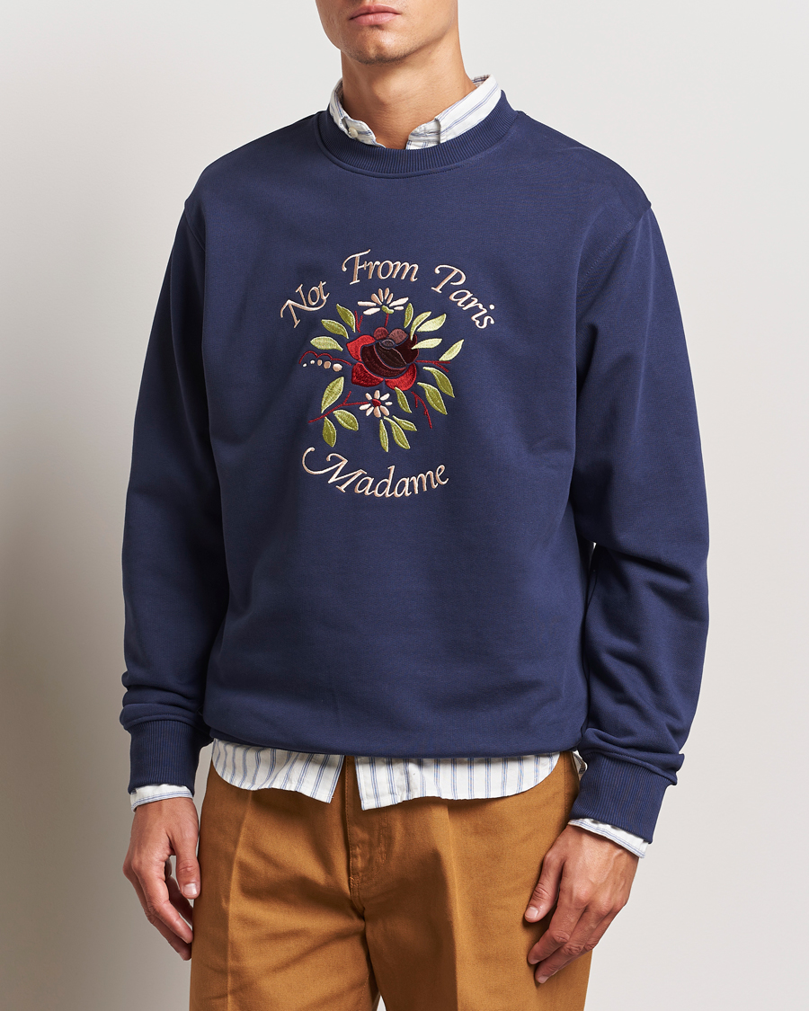 Homme |  | Drôle de Monsieur | Flower Slogan Sweatshirt Dark Navy