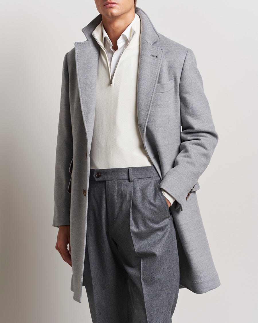 Homme |  | Brunello Cucinelli | Single Breasted Beaver Wool Coat Pearl Grey