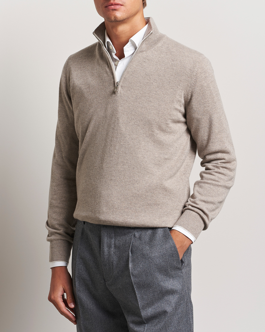 Homme |  | Brunello Cucinelli | 2 Ply Cashmere Half Zip Beige