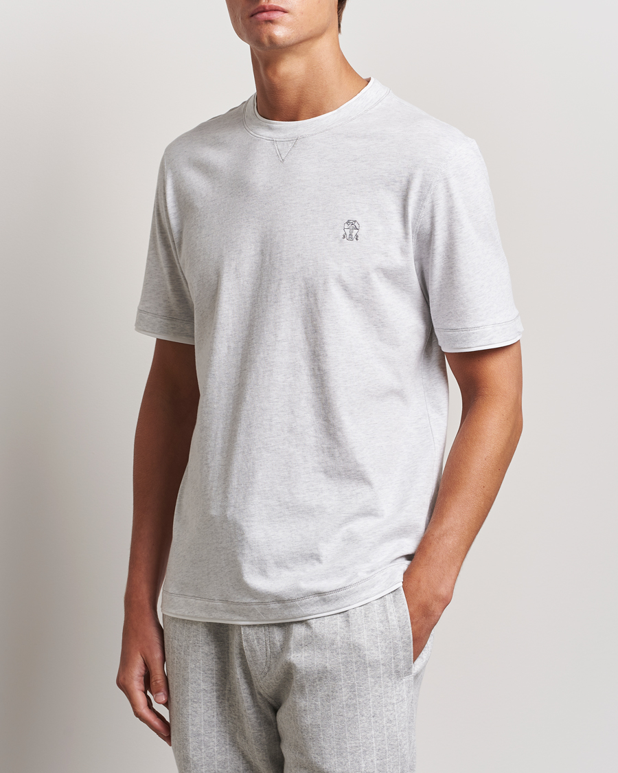 Homme |  | Brunello Cucinelli | Short Sleeve Logo T-Shirt Light Grey